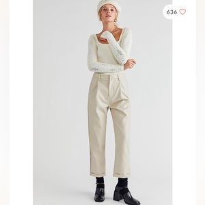 💕Aberdeen Vegan Leather Trousers Ivory Color